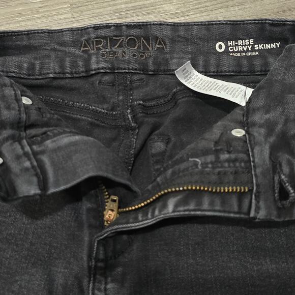 Arizona Jean Co Hi Rise Curvy Skinny Black Distressed Jeans - Picture 3 of 6